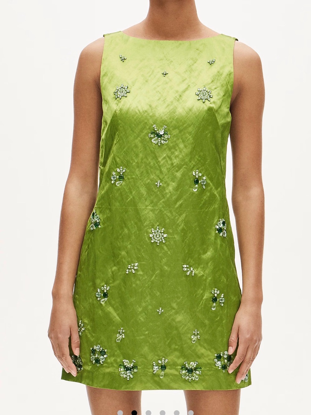 J. Crew Green collection embellished shift dress memory satin XS sold out